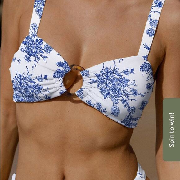 Berlook Blue and White Floral Bikini set, size M - Picture 3 of 14